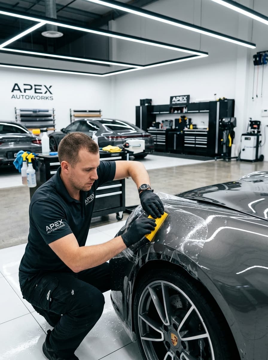 Automotive protective film and ceramic coating installation workshop